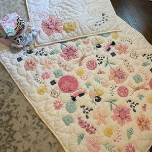 Pottery Barn Kids Sasha Garden Toddler comforter, euro sham and sheet set